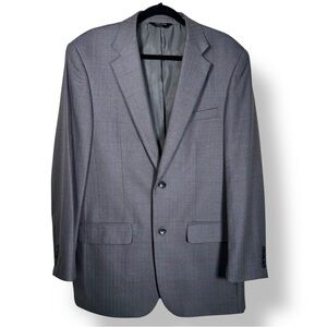 Joseph & Feiss Gold Gray Wool Windowpane Blazer 40L 2 Button Sport Coat